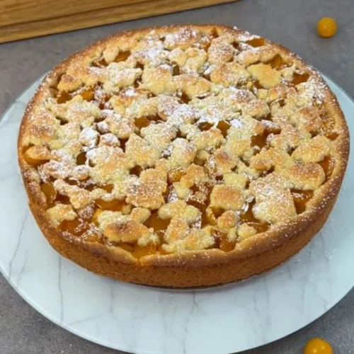 Mirabellenkuchen mit Vanillepudding