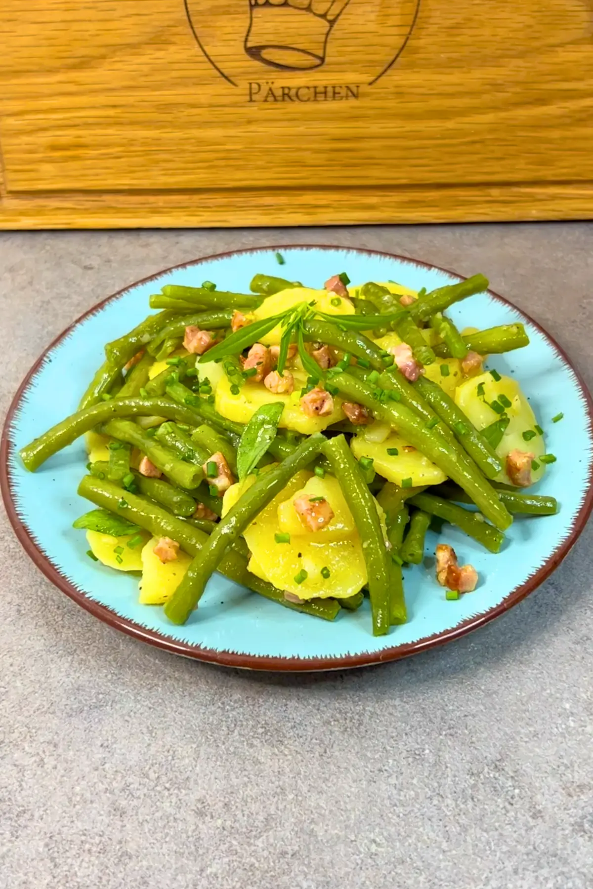 Kartoffel Bohnensalat mit Essig und Öl
