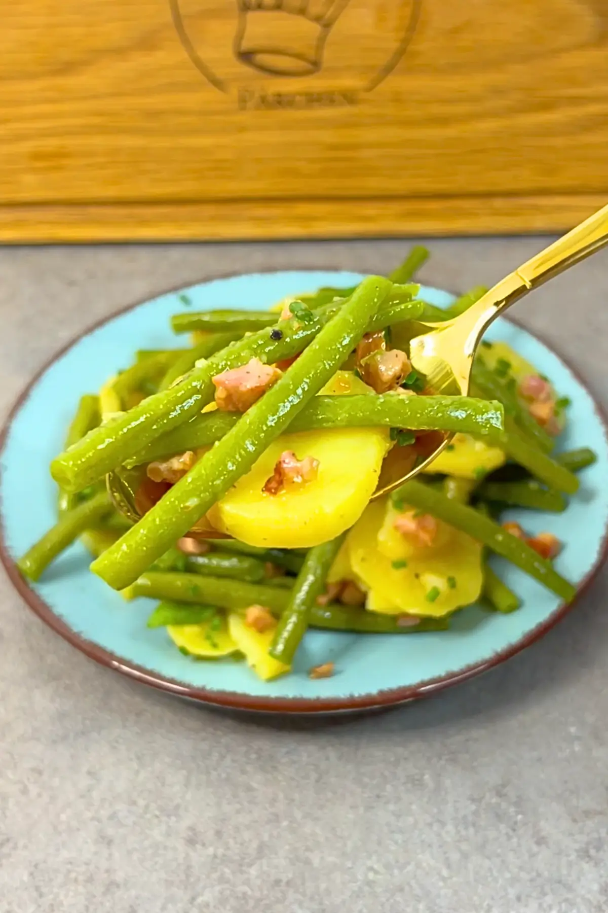 Kartoffel Bohnensalat mit Essig und &Ouml;l