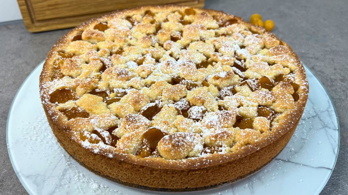 Mirabellenkuchen mit Pudding